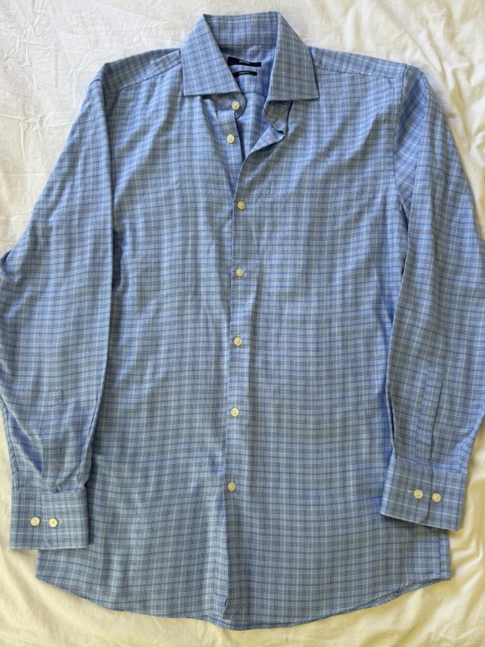 Men's Blue Checkered Hugo Boss Shirt 15.5